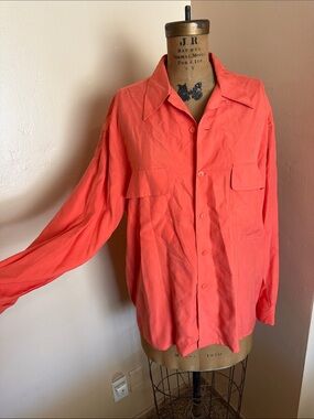 Vintage Semplice 100% Silk Coral Button Down Blouse Large Women’s